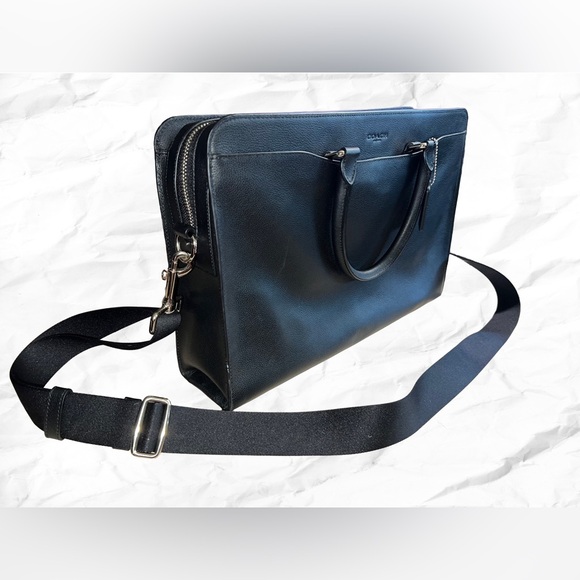 Coach Black Leather Men's Work Bag - Picture 10 of 14